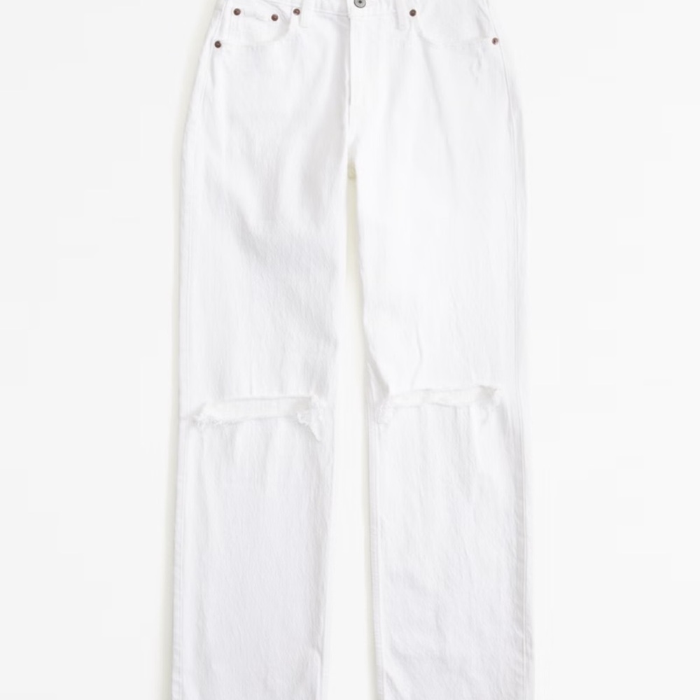 White low rise baggy Abercrombie jeans NWT